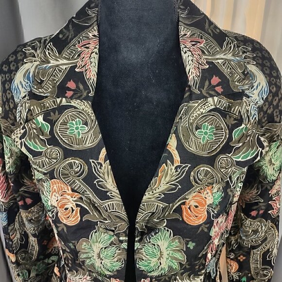Mary Bays (Victoria Royal) Vintage Beaded Floral Print Silk Blazer, Size 4 - Picture 2 of 12